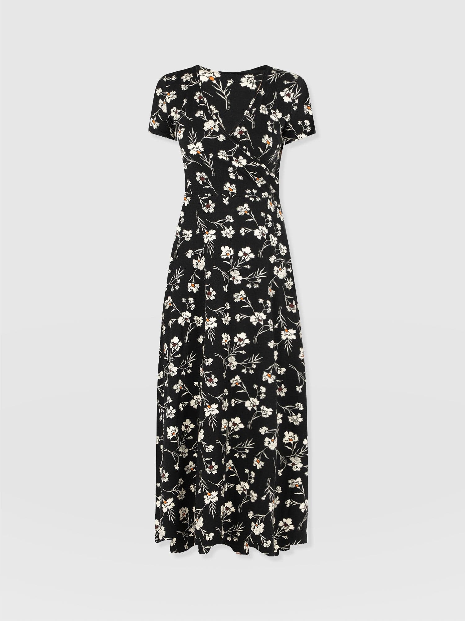 Maggie Wrap Short Sleeve Midi Dress - Black Spring Floral - Women's Dresss | Saint + Sofia® EU